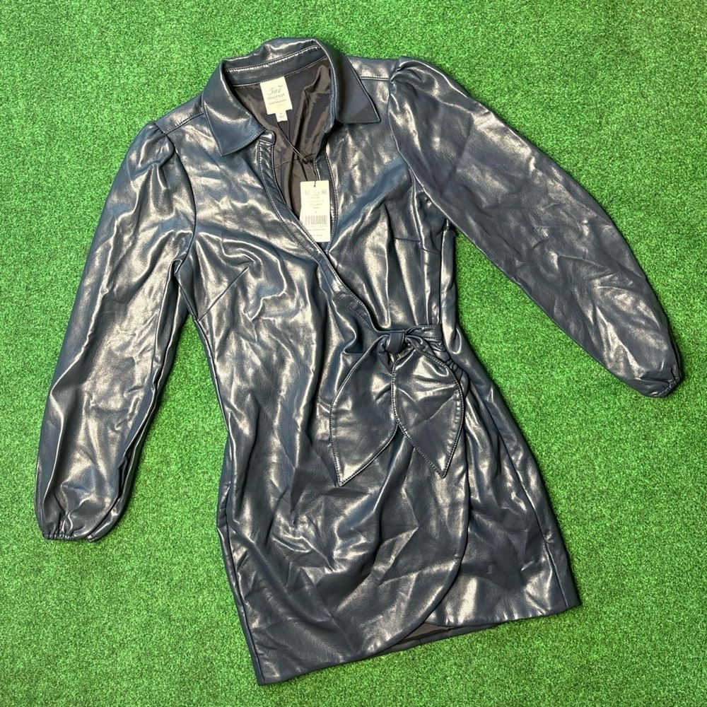 Cinq à Sept Women's Faux Leather Belita navy dress